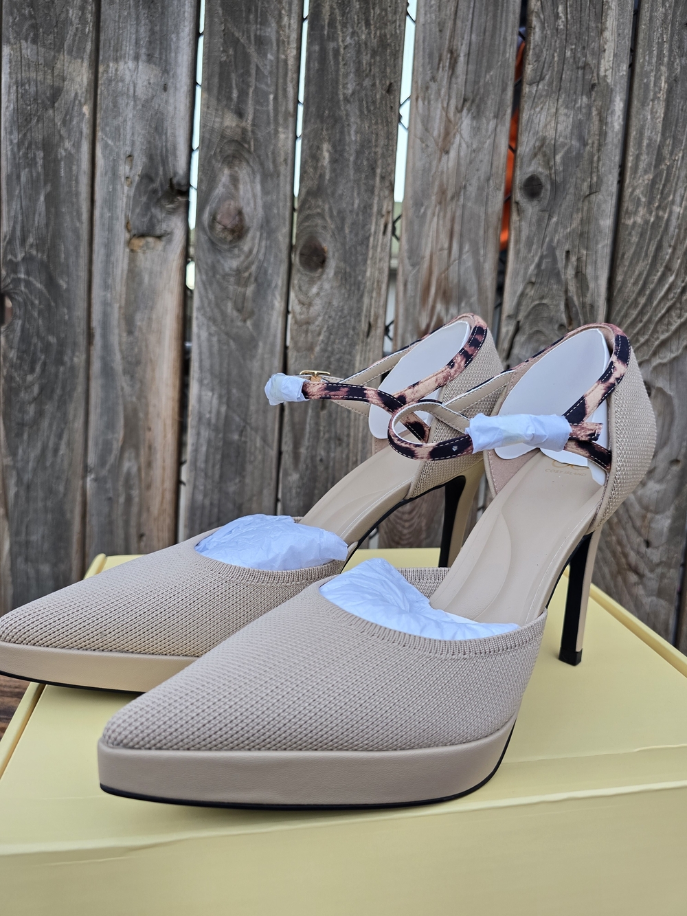 Cosy Island Women's Beige Pointed Toe D'Orsay Heels with Ankle Strap Size 8.5 - Picture 13 of 16